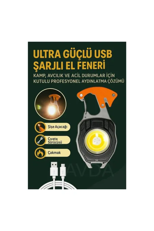 diğerr1 1224645 Yeni Nesil Kamp Feneri Çok Fonksiyonlu Fener Anahtarlık Usb Çakmaklı Cam Kırıcı Kemer Kesici Açacak
