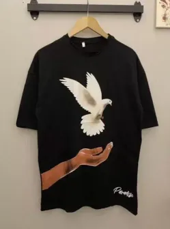 Dijital Baskılı T-Shirt - Siyah - L - Siyah