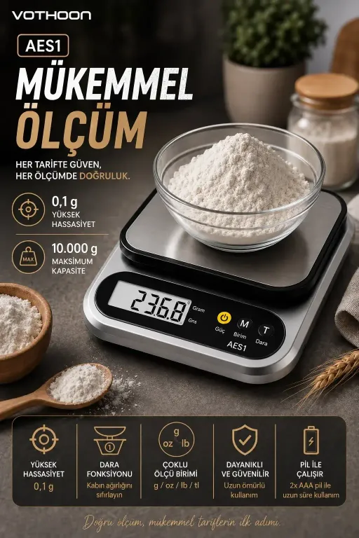 Dijital Mutfak ve Kahve Tartısı Hassas Gram Terazisi Paslanmaz Çelik LCD Ekran Çoklu Ölçüm g/oz 10 KG Kapasite