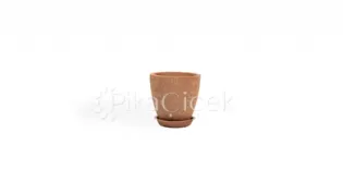 Dikey Çizgili Tabaklı Saksı KAHVERENGİ