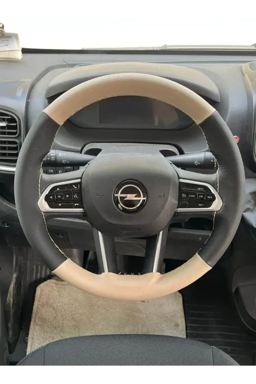 DİKİŞLİ DİREKSİYON KILIFI BEJ / SİYAH DERİ BEJ DİKİŞLİ OPEL MOVANO