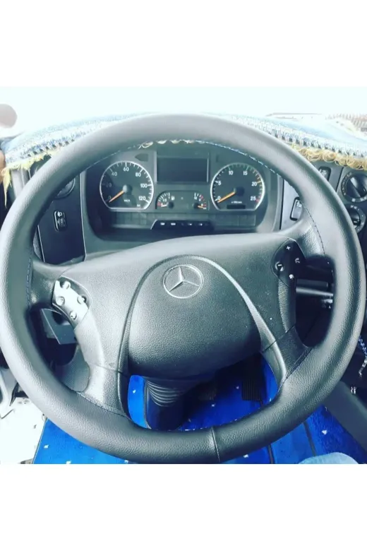 Dikişli Direksiyon Kılıfı Damarlı Siyah Deri Mavi Dikişli Mercedes Tır Kamyon İçin