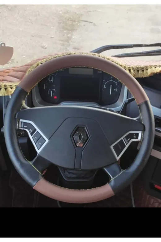 Dikişli Direksiyon Kılıfı Damarlı Siyah/taba Sarı Dikişli Renault Tır İçin (45 çap)