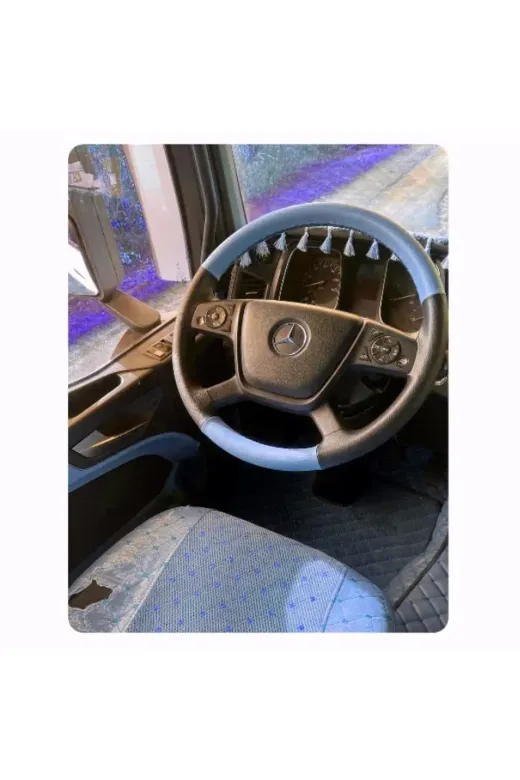DİKİŞLİ DİREKSİYON KILIFI GRİ SİYAH DERİ SİYAH DİKİŞLİ MERCEDES TIR KAMYON İÇİN