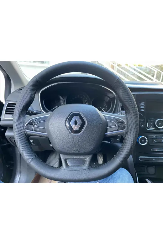 Dikişli Direksiyon Kılıfı -ithal Siyah/ Noktalı Deri Siyah Dikişli Megane 4