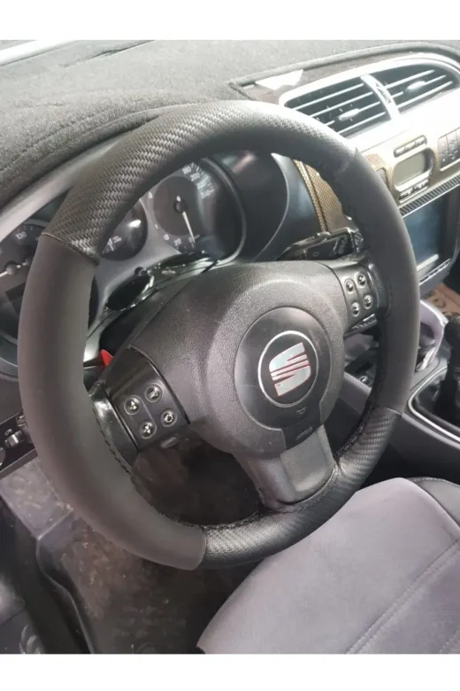 Dikişli Direksiyon Kılıfı Karbon/nubuk Siyah Dikişli Koltuk İçin