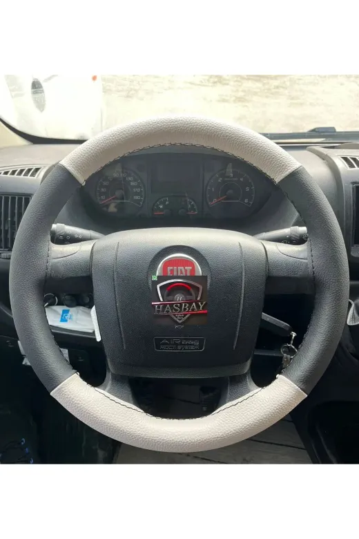 DİKİŞLİ DİREKSİYON KILIFI KREM / SİYAH DERİ SİYAH DİKİŞLİ F.IAT DUCATO BU DİREKSİYON İÇİN
