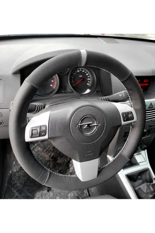 DİKİŞLİ DİREKSİYON KILIFI NUBUK DERİ NOKTA DERİ GRİ YÜZÜK GRİ DİKİŞLİ OPEL ASTRA İÇİN