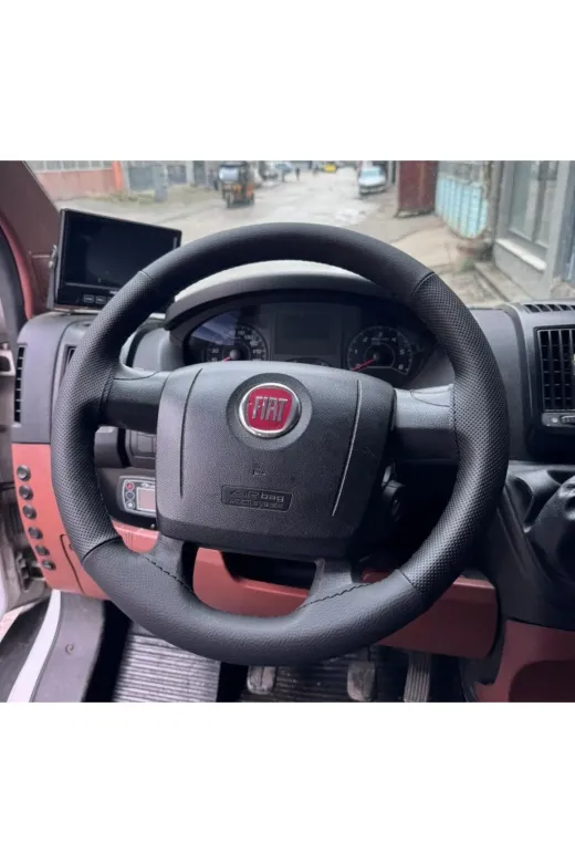 DİKİŞLİ DİREKSİYON KILIFI SİYAH NOKTALI SİYAH DİKİŞLİ FI.A.T DUCATO İÇİN FOTODAKİ DİREKSİ