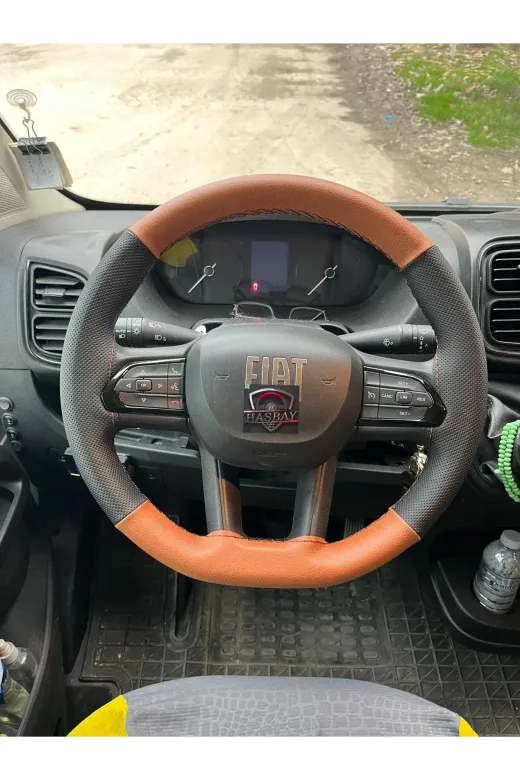 DİKİŞLİ DİREKSİYON KILIFI TABA / NOKTALI DERİ KAHVE DİKİŞLİ F.İAT DUCATO BU DİREKSİYONLAR İÇİN