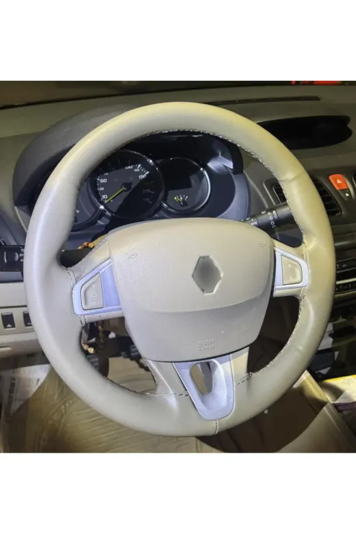 DİKİŞLİ DİREKSİYON KILIFI TAM RENK ÖZEL BEJ GRİ DİKİŞLİ RENO FLUENCE İÇİN
