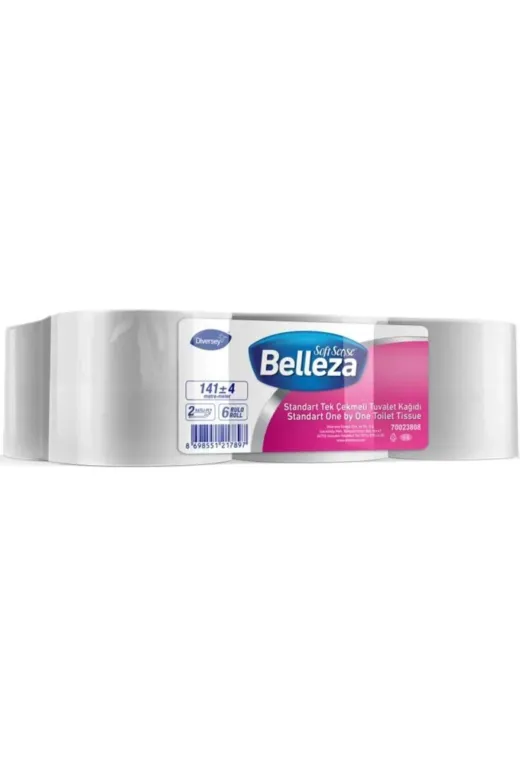 Diversey 70023808 Belleza Standart Tek Çekmeli Tuvalet Kağıdı 13,7Cm - 141M X 6 Rulo (8698551217897)