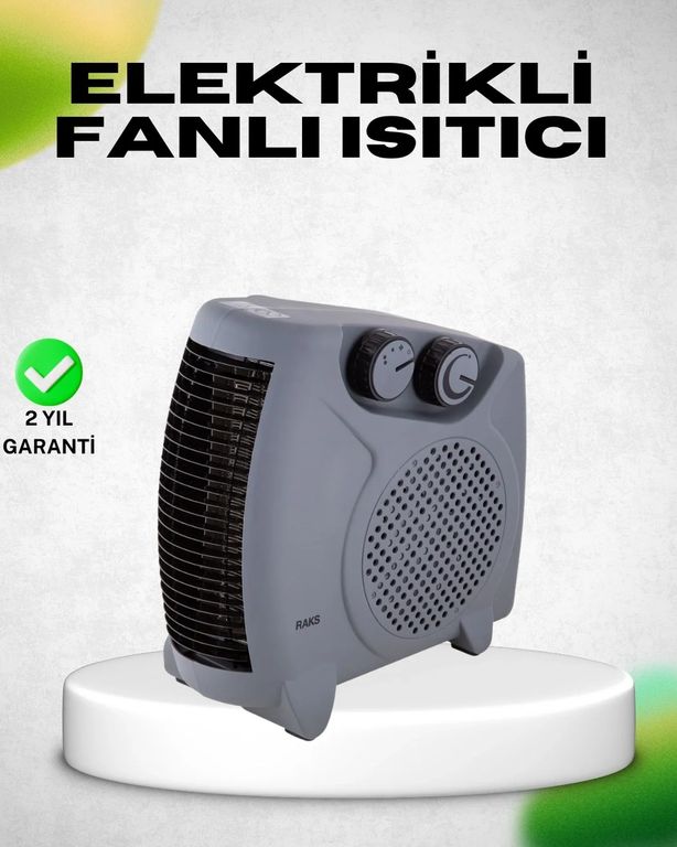 Diyar-ı Fırsat 117302335 Fanlı Elektrikli Isıtıcı Termostatlı Güvenli Yanmaz Plastik Gövde