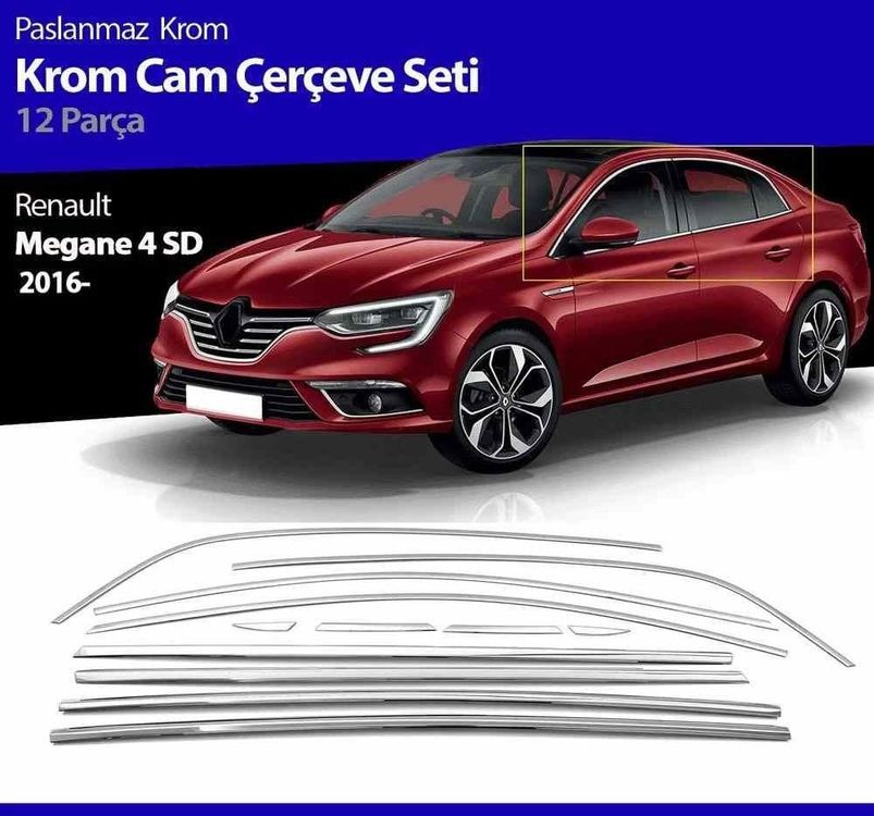 Dmb 51506822 Renault Megane 4 Cam Çerçevesi Kromu Komple Set 12 Parça 2016+ So
