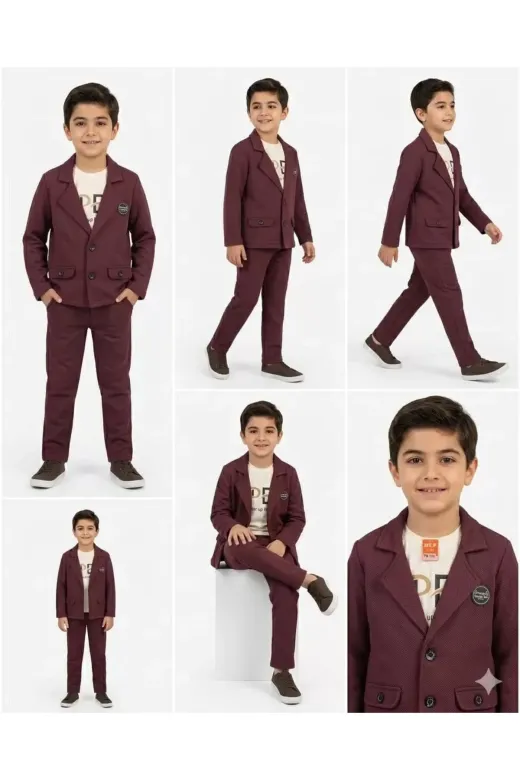 DMR Elegance DMR-BABY-Babyxml-1A2057-DENZCK0028 2-9 Yaş Jagger Kumaş 3 Parça Çocuk Takımı