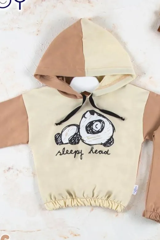 DMR Elegance DMR-BABY-BBYXML-2023030020025 Panda Desenli Kapişonlu Erkek Bebek Takımı