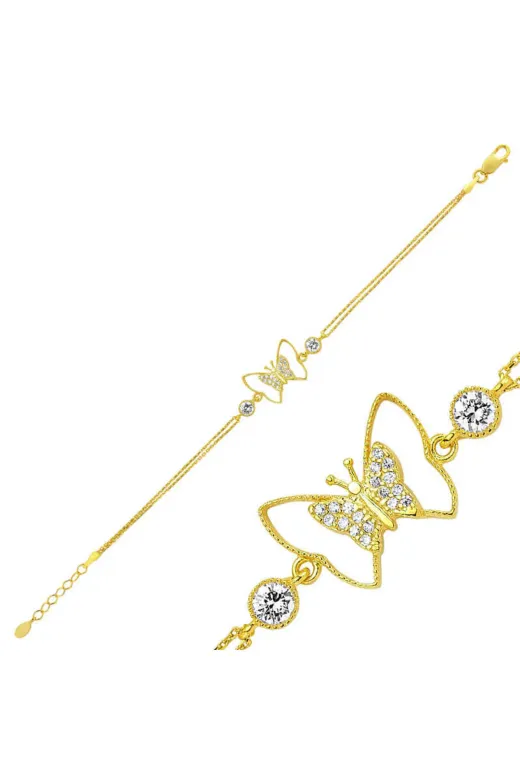 DMR Elegance DMR-GMSH-BRKD-BR0460172 Gümüş Gold Kelebek Bileklik
