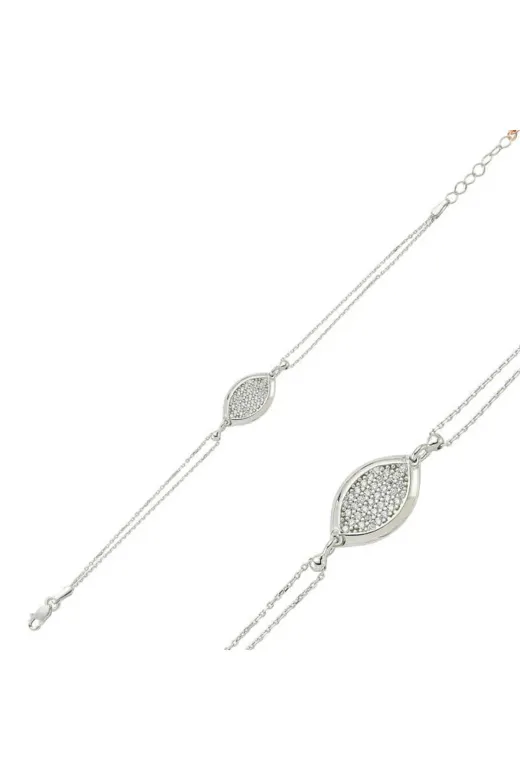DMR Elegance DMR-GMSH-BRKD-BR0460302 Gümüş Beyaz Taşlı Bileklik