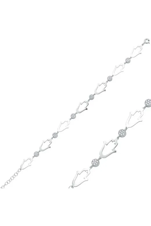 DMR Elegance DMR-GMSH-BRKD-BR0460336 Gümüş Fatma Ana Eli Bileklik