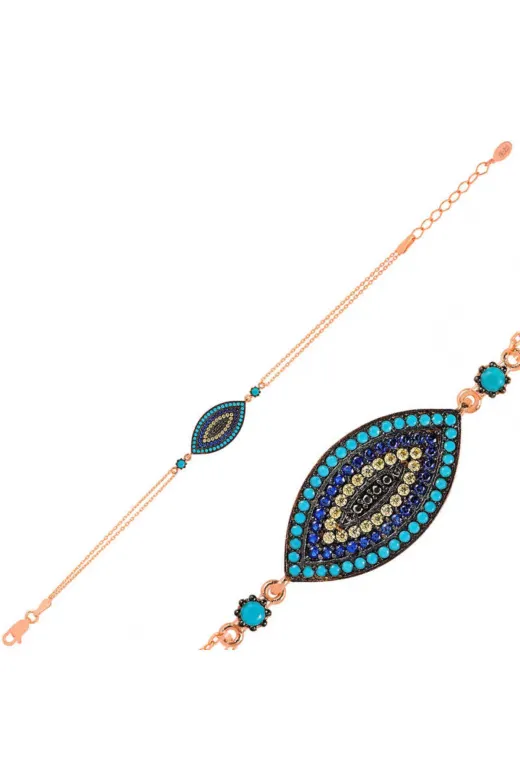 DMR Elegance DMR-GMSH-BRKD-BR0460491 Gümüş Rose Nazar Bileklik
