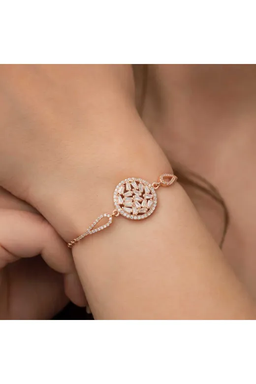 DMR Elegance DMR-GMSH-BRKD-BR0460921 Gümüş Rose Baget Taşlı Bileklik