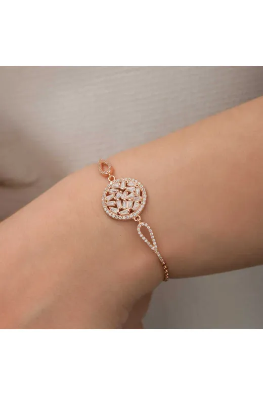 DMR Elegance DMR-GMSH-BRKD-BR0460921 Gümüş Rose Baget Taşlı Bileklik