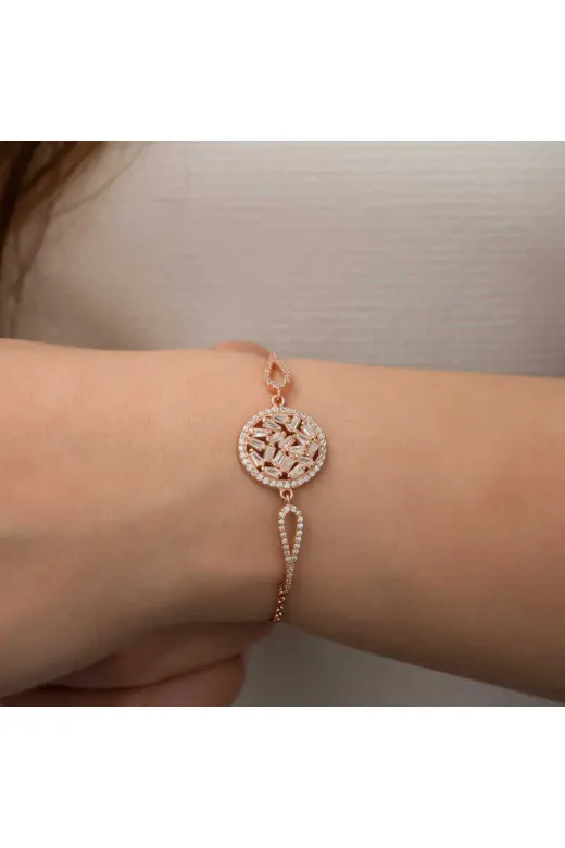 DMR Elegance DMR-GMSH-BRKD-BR0460921 Gümüş Rose Baget Taşlı Bileklik