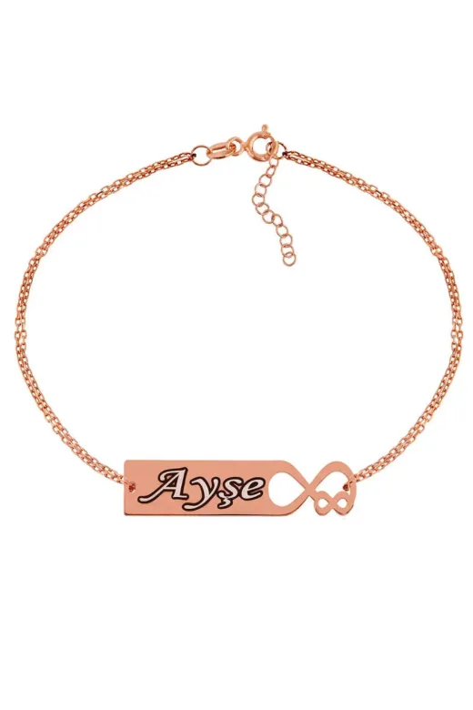 DMR Elegance DMR-GMSH-BRKD-BR0580019 Kadın Gümüş Rose Kişiye Özel Sonsuz Aşk İsimli Bileklik