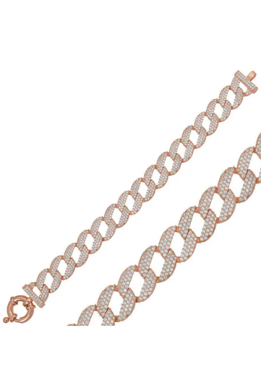 DMR Elegance DMR-GMSH-BRKD-BR11002261 Gümüş Rose Taşlı Gurmet Bileklik