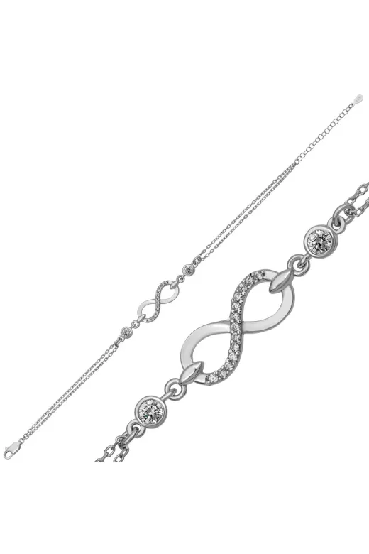 DMR Elegance DMR-GMSH-BRKD-BR11005200 Gümüş Zirkon Taşlı Sonsuzluk Kadın Bileklik