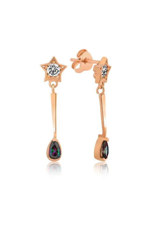 DMR Elegance DMR-GMSH-BRKD-EA1160317 Gümüş Yıldızlı Damla Küpe