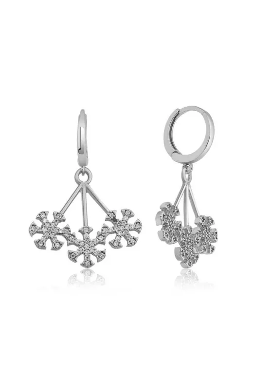 DMR Elegance DMR-GMSH-BRKD-EA1160320 Gümüş Üç Kar Taneli Küpe