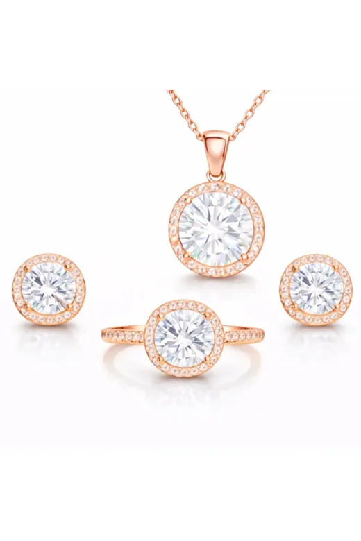 DMR Elegance DMR-GMSH-BRKD-ST11005033 Gümüş Rose Yuvarlak Montür Tek Taş Set