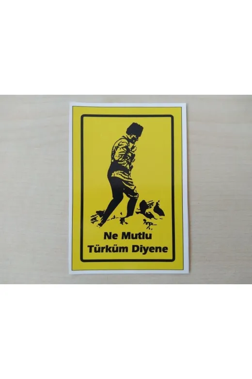 DNZSM DNZ-011280 K. Atatürk Sticker Sarı 9X6Cm (2Adet Fiyati) Atatürk Silüeti, Kocatepe Atatürk Etiketi, Çikartmasi