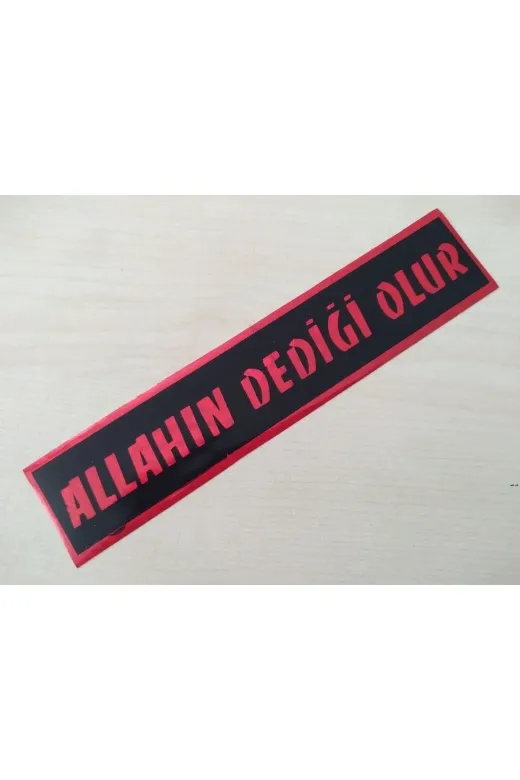 DNZSM DNZ-011290 Allahin Dediği Olur Sticker 17,5X3,5Cm (2Adet) Kirmizi Allahin Dediği Olur Yazisi Etiketi Çikartmasi