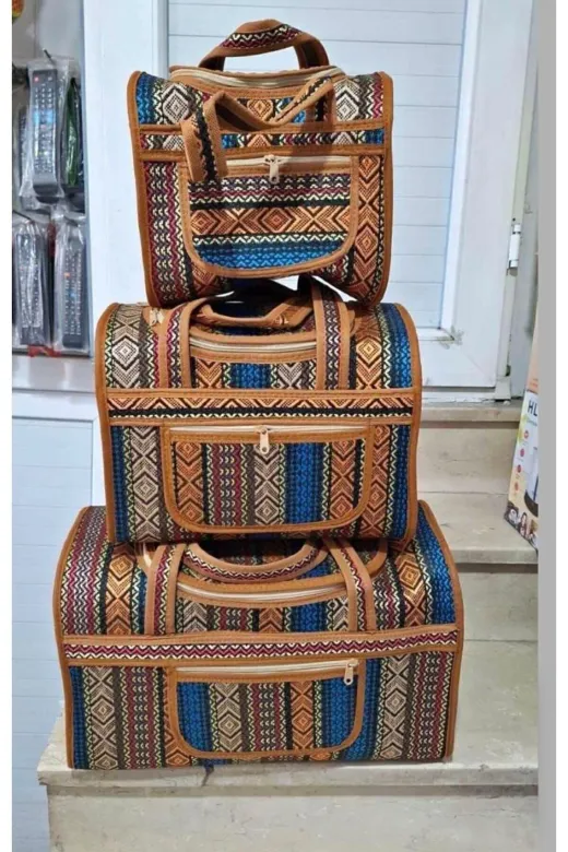 Dofrise Dof98 3’Lü Hasır Model Kamp,piknik,aile El Çantası (Renkli)