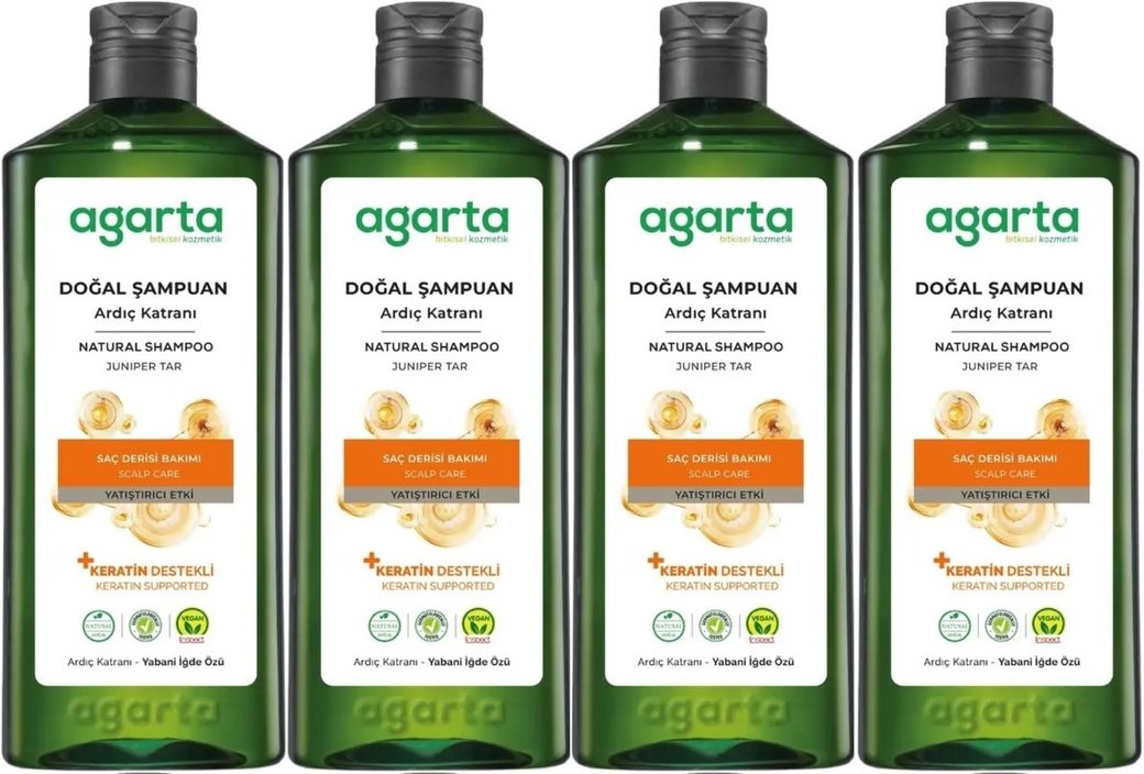 Doğal Şampuan 400 ML Ardıç Katranı ve Keratin (4 Lü Set)