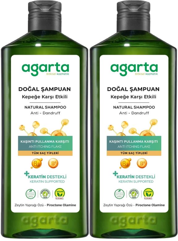 Doğal Şampuan 400 ML Kepek Karşı Etkili - Kaşıntı Pullanma Karşıtı (2 Li Set)