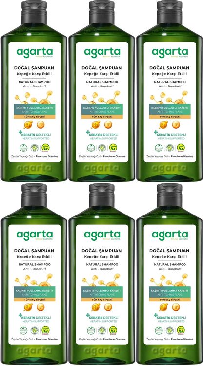 Doğal Şampuan 400 ML Kepek Karşı Etkili - Kaşıntı Pullanma Karşıtı (6 Lı Set)