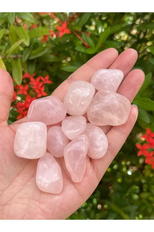DOĞAL TAŞ CENNETİ 123ANKACEN055 Pembe Kuvars Doğal Taş Tımbıl (1 Adet) Cessnova