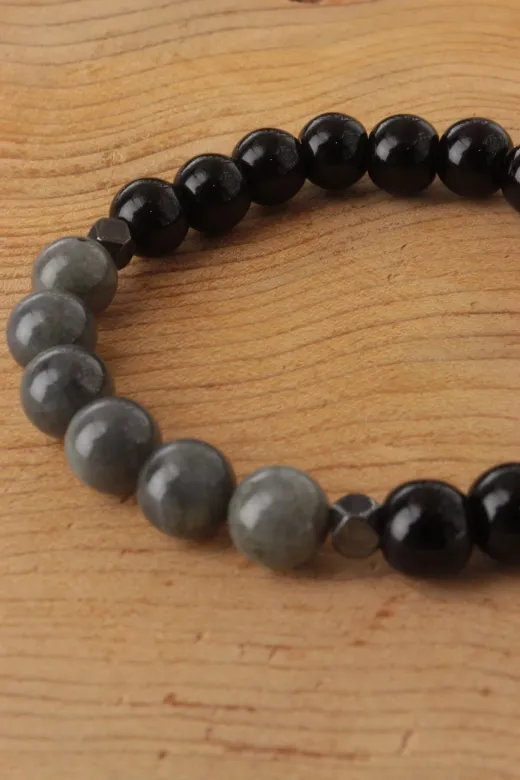 DOĞAL TAŞ CENNETİ 123ANKACEN1535 Labradorit-Gold Obsidyen Doğal Taş Bileklik