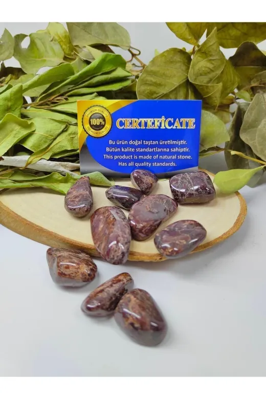 DOĞAL TAŞ CENNETİ 123ANKACEN159 Garnet (Granat) Doğal Taş Tımbıl (Sertifikalı) (1 Adet)