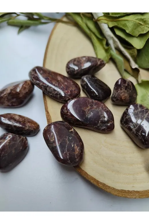 DOĞAL TAŞ CENNETİ 123ANKACEN159 Garnet (Granat) Doğal Taş Tımbıl (Sertifikalı) (1 Adet)