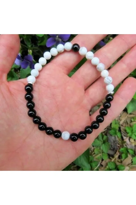 DOĞAL TAŞ CENNETİ 123ANKACEN905 Havlit & Obsidyen Doğal Taş Bileklik 8Mm