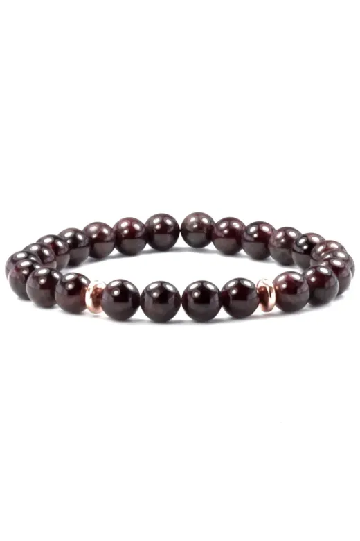 DOĞAL TAŞ CENNETİ 123ANKACEN964 Lal Garnet - Hematit Doğal Taş Bileklik 8 Mm