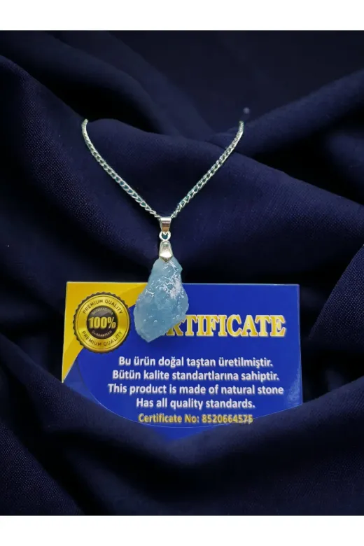 DOĞAL TAŞ CENNETİ AQUAMARİN1212 Akuamarin Ham Kolye Ucu(Orjinal)(Sertifikalı)