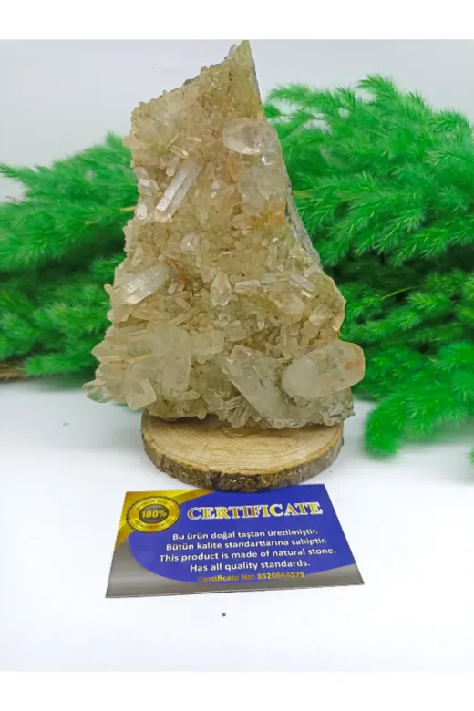 DOĞAL TAŞ CENNETİ KUVARS02 Kristal Kuvars Jeot  (Sertifikali)(810 Gram)