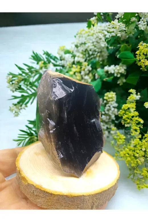 DOĞAL TAŞ CENNETİ OBSİDYEN150 Obsidyen Saf Ham Doğal Taş Sertifikali Standli