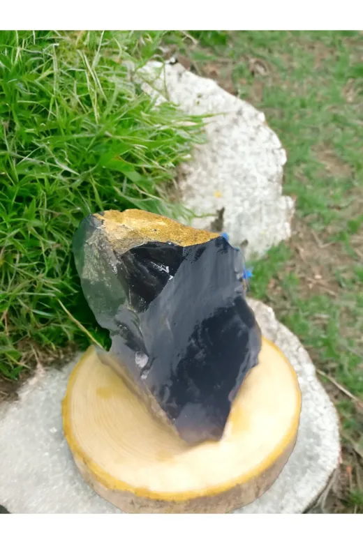 DOĞAL TAŞ CENNETİ OBSİDYEN150 Obsidyen Saf Ham Doğal Taş Sertifikali Standli