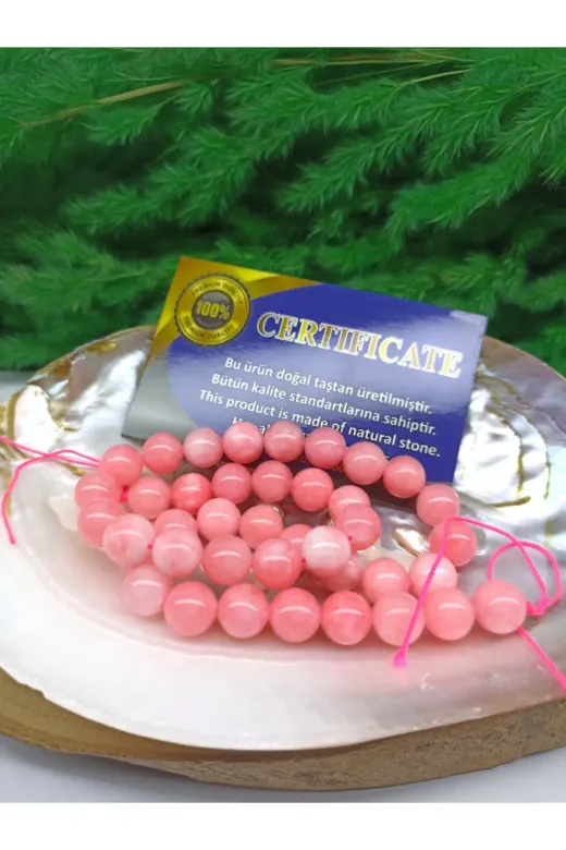 DOĞAL TAŞ CENNETİ PEMBE10mm1 10  Mm Pembe Kuvars Doğal Taş Dizi 40 Cm Uzunluğunda (Sertifikali)